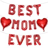 Red Best Mom Ever Balloons,16 Inch Mom Balloon Letters for Mother Birthday Mother's Day Decorations