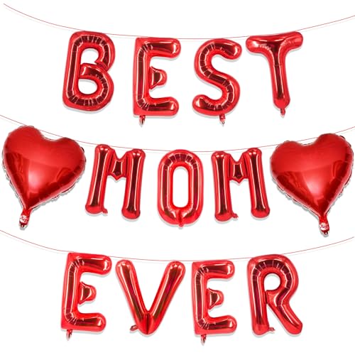 Red Best Mom Ever Balloons 16 Inch Mom Balloon Letters