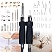 YIHUA 939D-II Pyrography Pen Wood Burning Kit Station 2-in-1 Solid-Point 200~480°C (with Temp Display)/Wire-Nib 250~750°C with 20 Nibs, Solid Points, 1 Stable Pen Holder, 2 Scrap Wood (Blue)