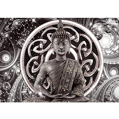 Runa Art Papel tapiz fotográfico diamante Buda 352 x 250 cm Lana Fondo De Pantalla XXL Moderna Decoración De Pared Sala Cuarto Oficina Salón gris 9108011c