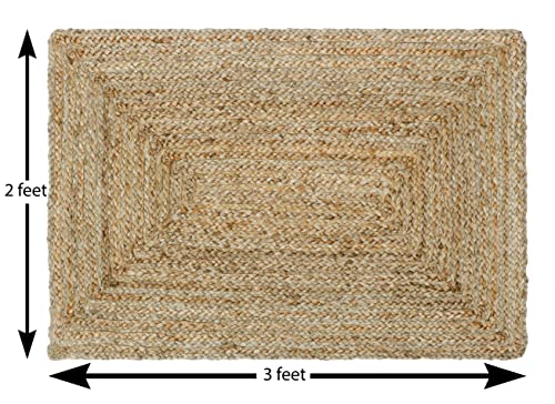 Eco-Friendly Jute Accent Rug 2'x3' for Home - Rustic & Boho Style