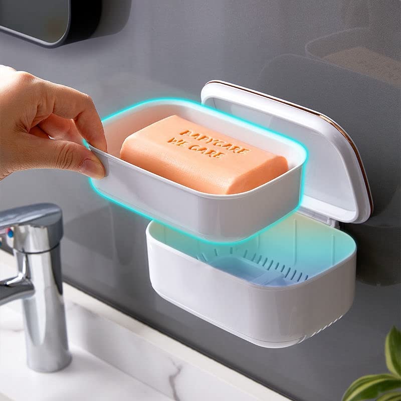 Jabonera portátil for baño, Resistente al Agua, de Alta Capacidad, Ideal for el hogar y(Blue)