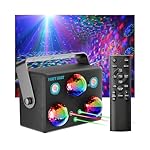 Amosamz 6 in 1 Disco Ball Party Lights with Remote Control, Sound Activated Music Sync, RGB Color Changing,360° Rotation, Star Projector, Ocean Lights for Home Party, DJ Club, Birthday, Wedding Decor