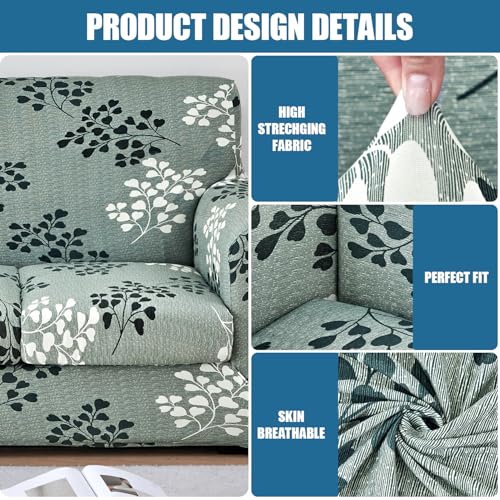 JQinHome 6 Piece Stretch Sofa Cover Printed Couch Cover, Floral Pattern Sofa Slipcover with 3 Separate Cushion Cover, Washable Furniture Protector for Living Room(Sofa,Flowers) - Image 6