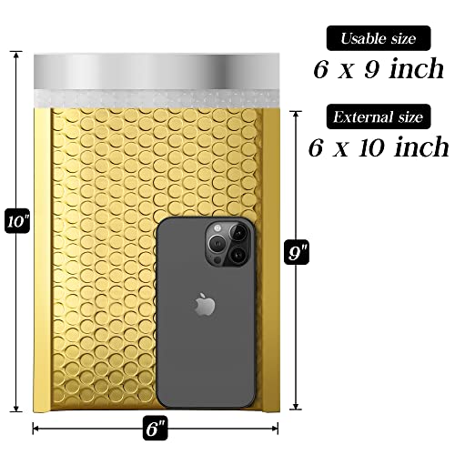 Fuxury Gold Bubble Mailers 6X10 "50 Pack, Strong Adhesion Metallic Bubble Envelopes,Waterproof Padded Envelopes,Durable Padded Mailers，Super Cute Packing For Jewelry, Makeup Supplies，Bulk #0 #TOP1