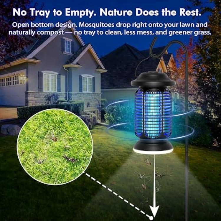 AMUFER Bug Zapper Outdoor & Indoor, Upgraded 18W Exclusive Blue-Violet Light with 2W LED Lamp, 100% Increase in Mosquito Control Effect, Coverage of 1/2-1 Acre, Fly Zapper for Patio, Backyard, Home