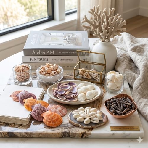 Image of 450g Natural Sea Shells (350+ Pcs) - 7 Unique Types for Aquarium, Vastu & Home Decor | Big Size Mixed Sipiyan | Odor-Free & Clean for Resin Art & Pooja