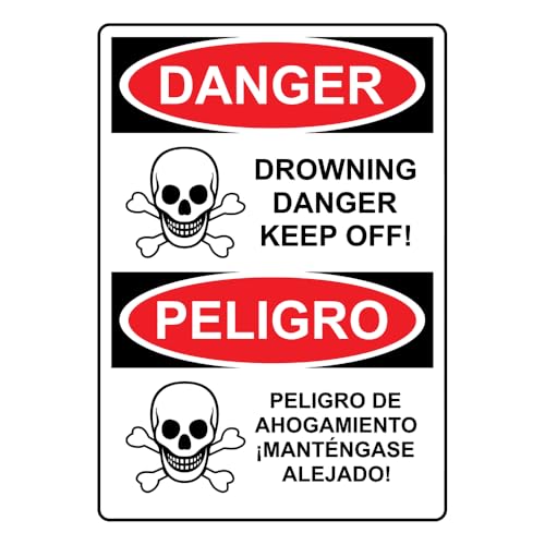 DANGER Drowning Danger Keep Off! Sign With Symbol Safety Signs Style Caution Metal Tin Sign Wall Decor Poster 12x16 Inch