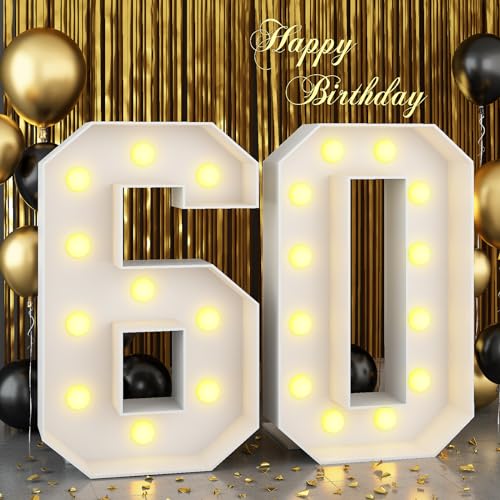 Réussir sa déco d'anniversaire 60 ans avec le numéro 60 lumineux géant 1,2 m