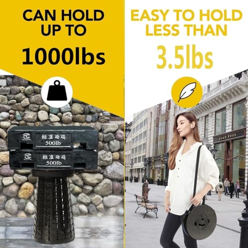 Image of ALEVMOOM Upgraded 19.7 inch Collapsible Stool + 1.38 inch Thicker Cushion, Portable Telescoping Stool Foldable for Adults, 1000lbs Max Weight, Heavy Duty Portable Chair for Outdoor Travel&Camping