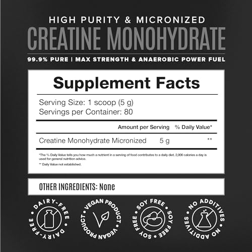 BIRDMAN Micronized Creatine Monohydrate Powder, Muscle Recovery, Caffeine Free, Creatine Pre Workout, Vegan, Post Workout, Gluten Free, Sugar Free | 80 Servings (5 Grams Each) | 0.8lb