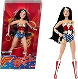 Barbie Signature Doll, Wonder Woman Collectible with Doll Stand in Red and Blue Tank Suit with Golden Accessories Like Lasso, Headpiece and Belt
