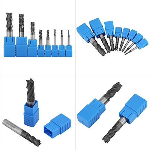Conjunto de fresa de topo de metal duro, kit de ferramentas para fresagem de aço de tungstênio, 8pcs