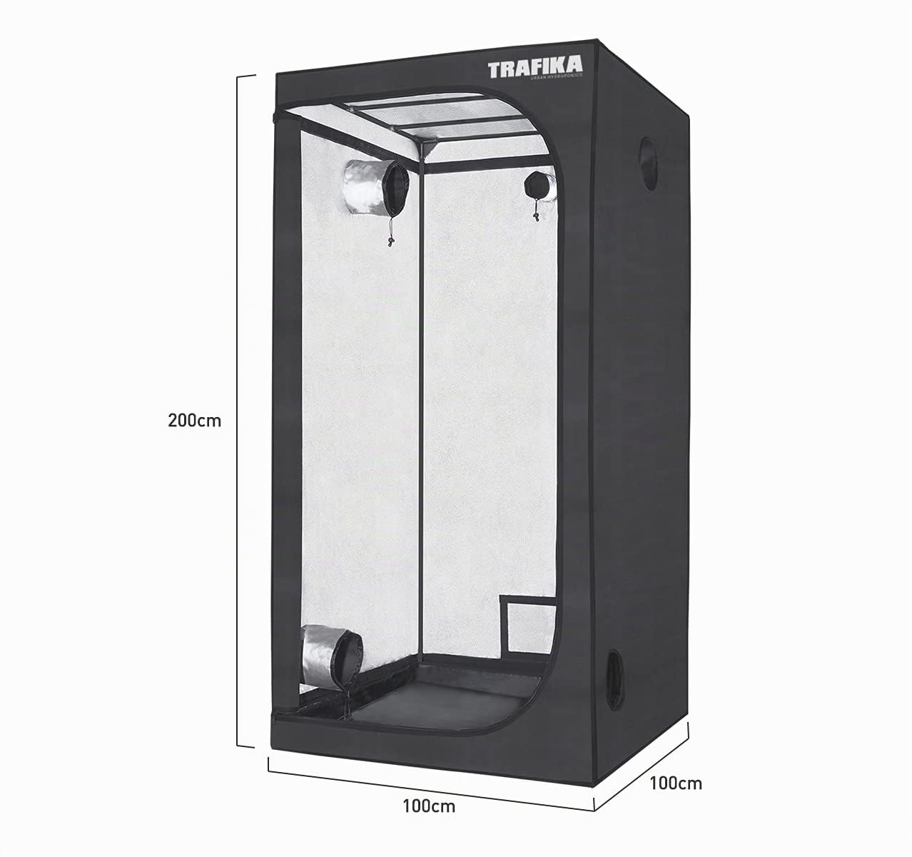 TRAFIKA Growzelt für Indoor-Anbau 100x100x200CM / Grow Tent/Grow Box/GROWBOX/Grow Schrank/GROWSCHRANK/Indoor Anbauschrank/Hydroponischer Grow Schrank/Mylar Premium 97% Reflexionsvermögen