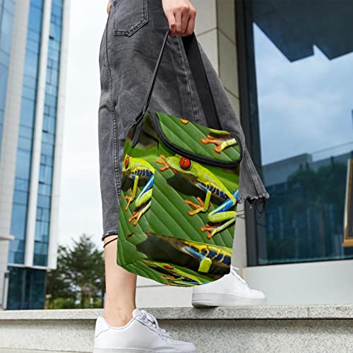 Bolsa de almuerzo impermeable con aislamiento térmico interior lonchera de rana lavable 7