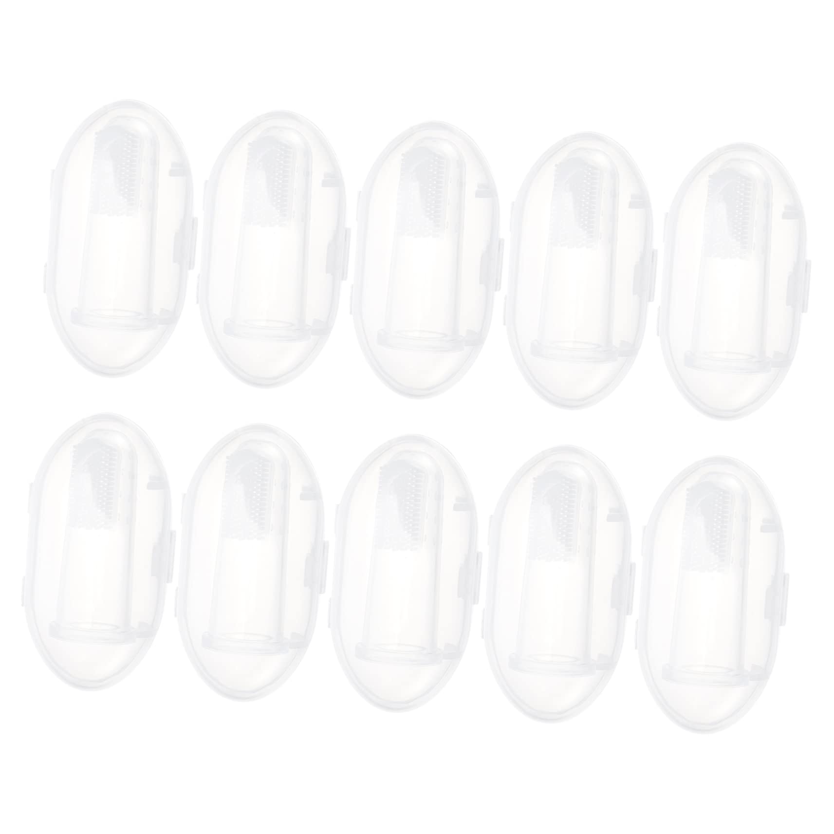 VICASKY 10 Sets Finger Toothbrushes for Pets Silicone Dog Cat Toothbrushes Gentle Gum Massager Lightweight Portable Pet Cleaning Supplies White