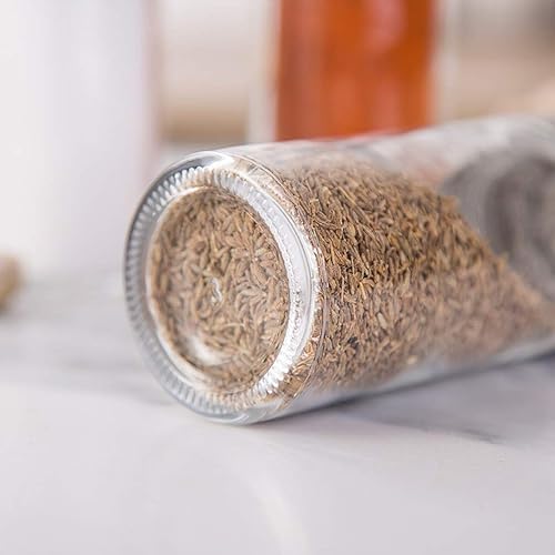 Miniatura 4 de 2 unidades de 3.4 fl oz de vidrio para sal y pimentero, latas de condimentos con tapa giratoria de acero inoxidable para utensilios de cocina en el