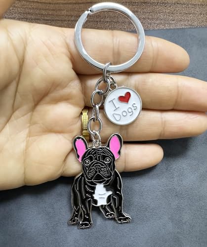 BT Bear Schlüsselanhänger, Hundemarke, niedlicher Metall-Schlüsselanhänger, Taschenanhänger, Französische Bulldogge, Schwarz, 10