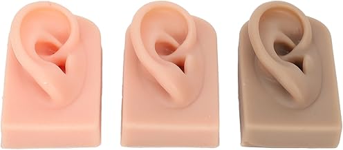 Modelo De Orelha De Silicone De 3 Cores, Molde De Orelha Humana Direita Macio E Flexível Exibição De Orelha Auxiliar De Ensino Para Exibição De Joias, Acupuntura De Orelha E Prática De Piercing