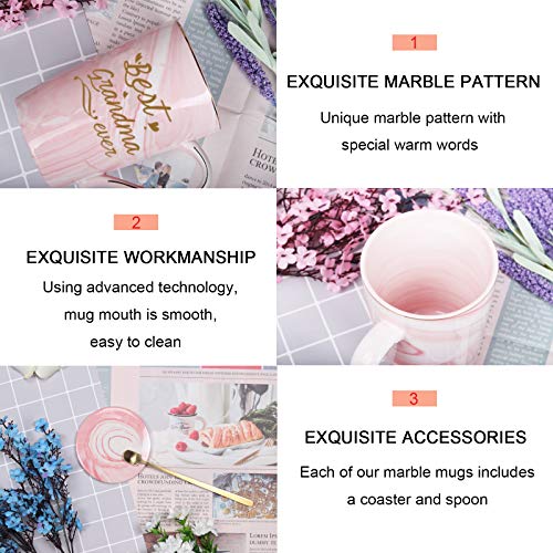 Best Grandma Mug Best Grandma Ever Mug Grandma Gifts Birthday Mothers Day Gifts For Grandma From Granddaughter Grandson Grandchildren Grandkids 14 Ounce Exquisite Box Spoon And Mug Mat Pink #TOP4