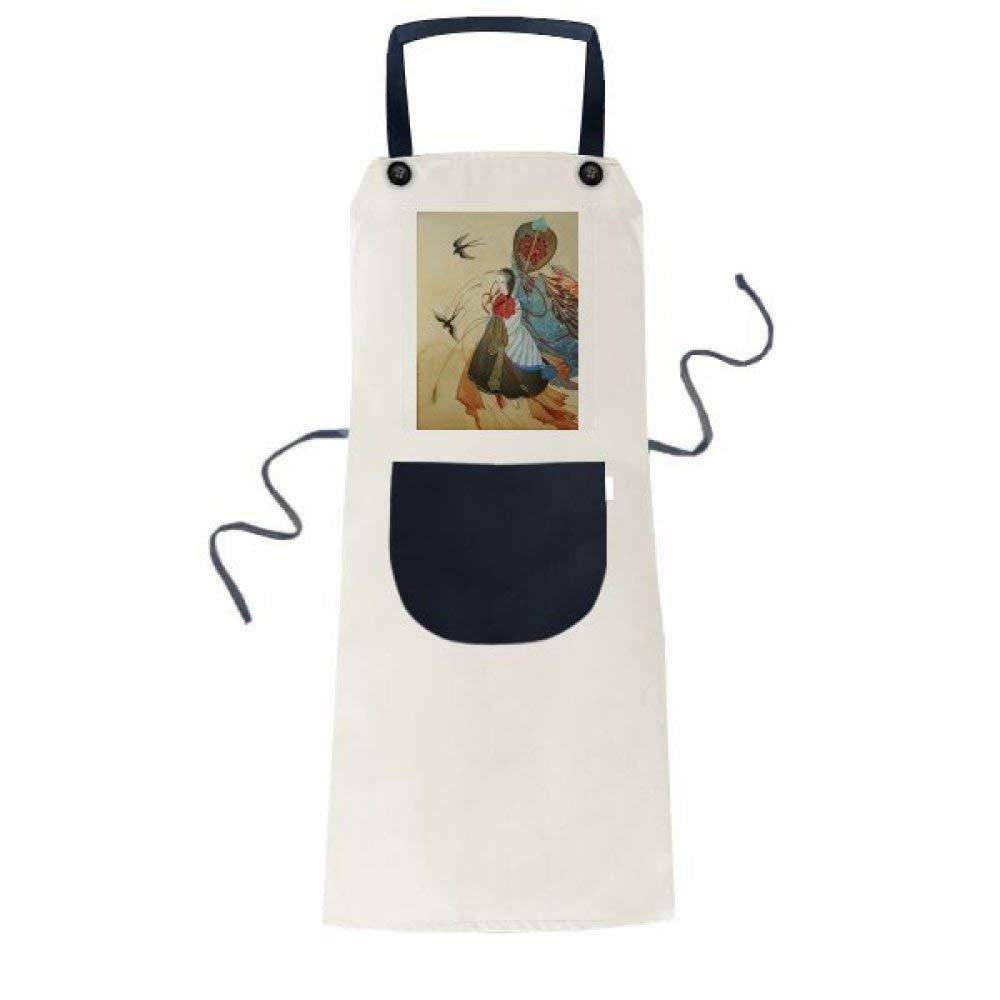 Tablier chinois antique bavoir cuisine réglable homme femme chef beige