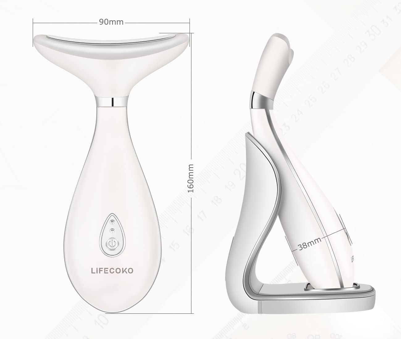 Massager per viso elettrico Antirughe, massaggiatore di bellezza per il viso e il collo, Massager del dispositivo tonificante per il, Ricaricabile USB portatile (Bianco)