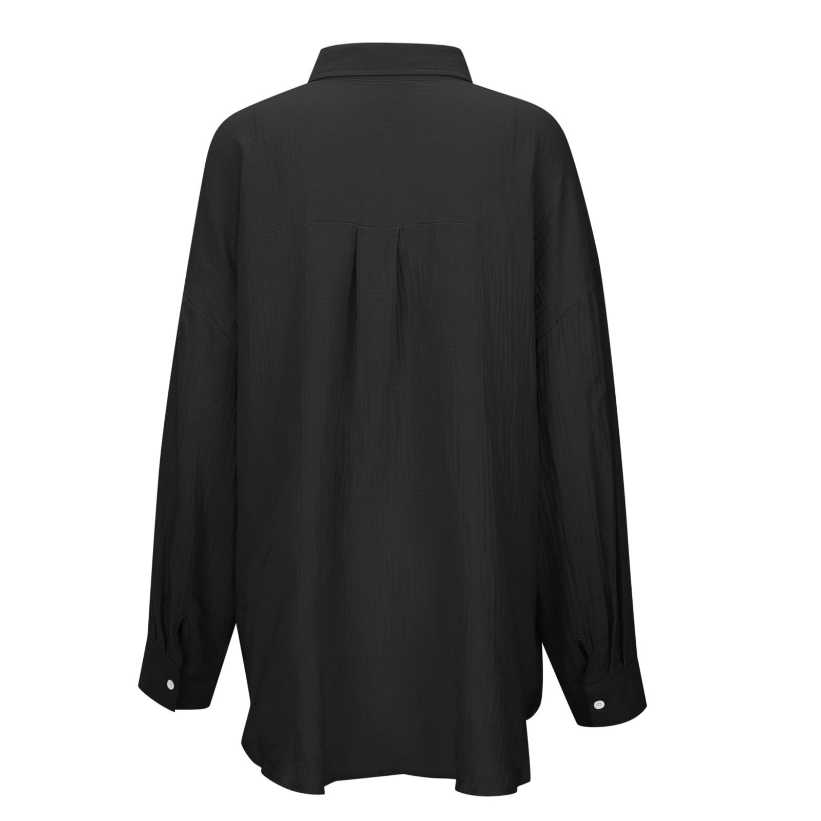 Camisa de gasa con botones para mujer, de gran tamaño, transpirable, de manga larga, con cuello, para verano, de lino, ajuste holgado, ropa de playa, trajes de algodón, estilo informal, color liso