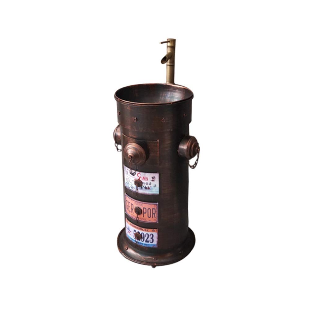 AYCDL Wash basin with Faucet, fire hydrant Retro style Metal Iron Art Floor-standing sink for Indoor and outdoor,Red Copper