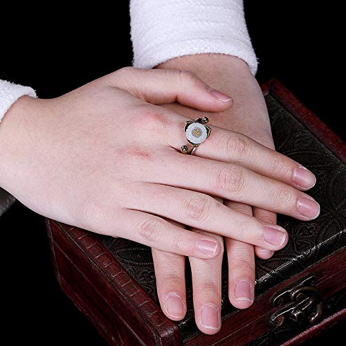 Bague ouverte ajustable femme anti-gonflement argent S925 jade retro - 2