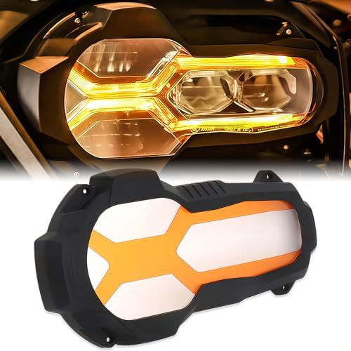 FWXEOZ Motorcycle Headlight Guard Front Headlamp Protector Cover for BMW R1200GS LC/R1200GS LC Adventure/R1250GS/R1250GS Adventure Motorbike Headlights Shield Orange Fluorescent Covers