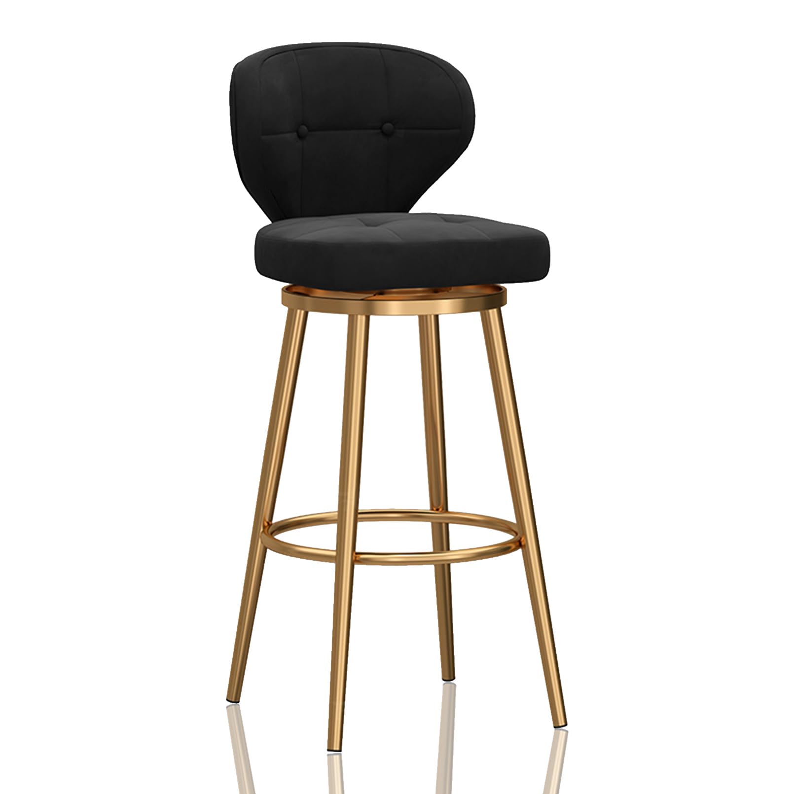 Tabouret de bar pivotant noir et or de 65 cm pour îlot de cuisine tendance