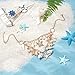 PH PandaHall Mermaid Shell Necklace Trendy Natural Shell Bib Beach Necklaces Starfish Conch Pendants with Iron Chains and Brass Lobster Claw Clasps Mermaid Costume Jewelry for Women, Golden, 19.6