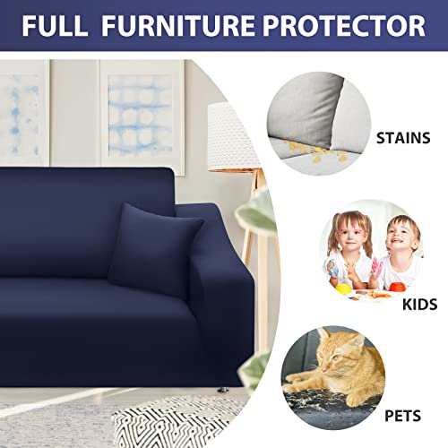 La Meack Super Stretch Sofa Covers For Sectional Sofa Set, L Shape Washable Couch Covers, 2Pcs Slipcovers Protector With 2Pcs Pillowcases For Dog Cat Pets Kids (3 Seat Sofa + 3 Seat Chaise, Navy) #TOP2