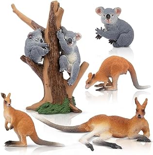 toymany Australian Wildlife Animal Figurines Includes Koala and Kangaroo Figure Toy, Plastic Forest Animal Figures Toy Set, Cake Toppers Christmas Birthday Gift for Kids Toddlers