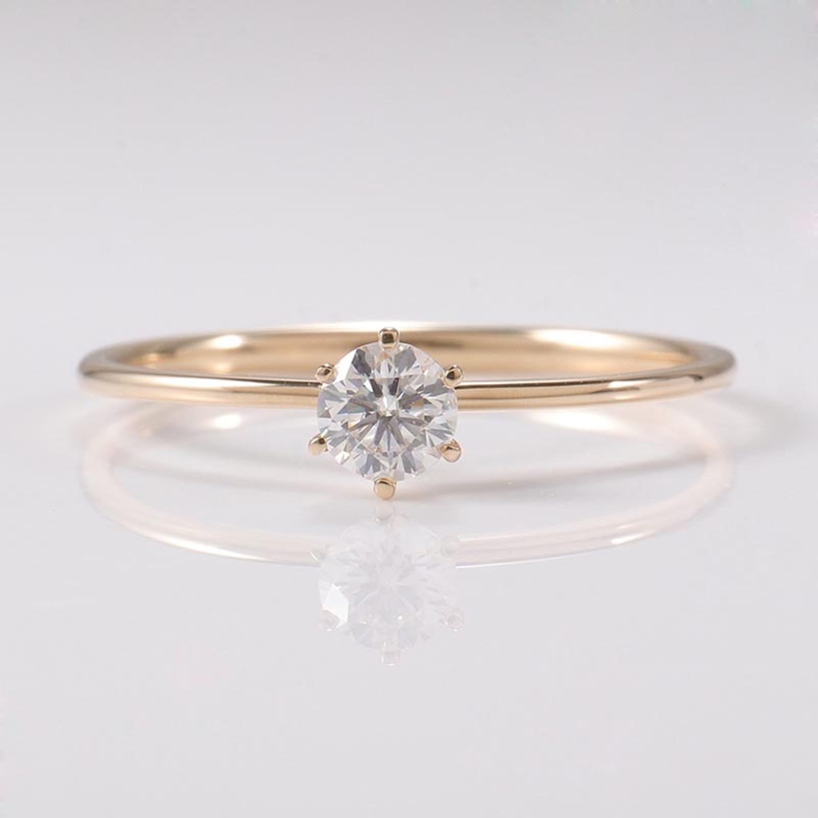 Bague solitaire pour femme en or jaune 9 carats/14 carats/18 carats avec moissanite 1 carat