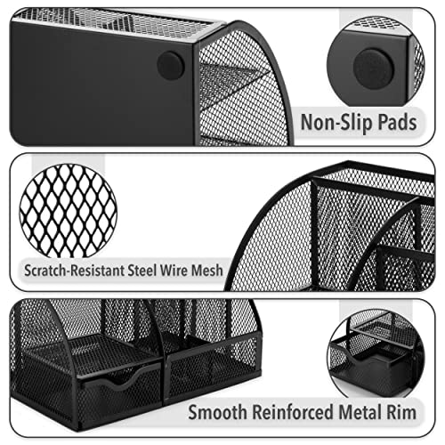 Mr. Pen Mesh Desk Organizer - Black Pen/Pencil Holder with Multiple Compartments - Image 5