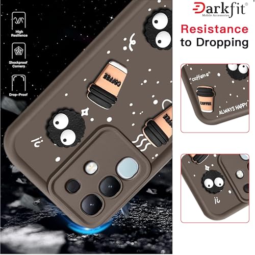 Image of DARKFIT Back Case Cover Compatible with Vivo T4x 5G | Cute Fun Cartoon Ball 3D Coffee Silicone Case | Body Protection | Camera Protection | Shock Proof | for Vivo T4x 5G | Color Brown | Pack of 1