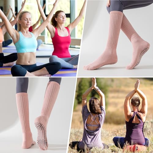 Image of BISOUSOX Pilates Grip Socks for Women, Slouch Scrunch Non Slip Yoga Socks, Ankle Crew Socks for Home, Workout, Hospital