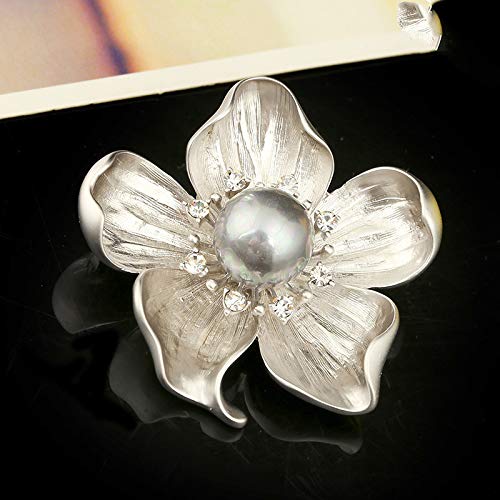 Yellow Flower White Faux Pearl Brooch Pin Layered Flower Lapel Pin Women Girls Dress Suit Cardigan Safty Pin Metal Flower Decor Mother's Day Christmas Gift2