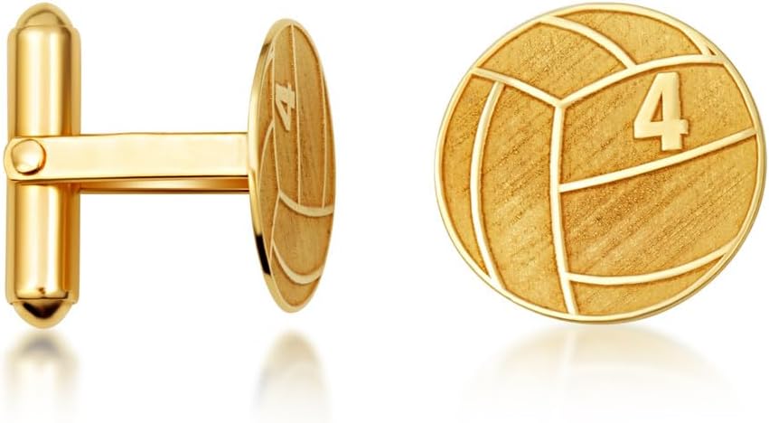 Certified 14k Yellow Gold Personalized Engraved Beach Volleyball Cufflinks Custom 2 Numbers