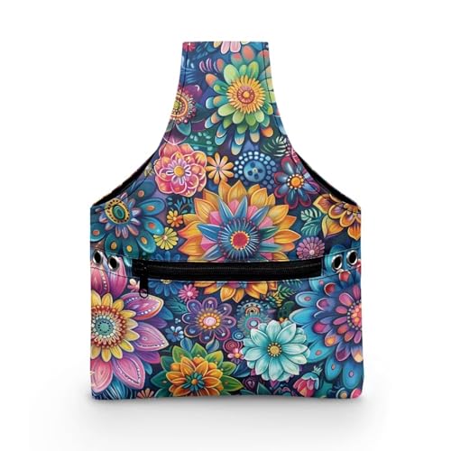 Image of ZUXONGSYBoho Colorful Floral Yarn Bag with Holes for Crochet Lightweight Yarn Storage Bag Organizer Portable Knitting Handbags and Totes Knitting Accessories
