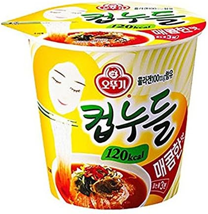 OTTUGI Korean Instant diet ramen low calories 120kcal diet snack,hot soup noodle (Spicy Noodles Flavour, 120kcal X 15pcs)