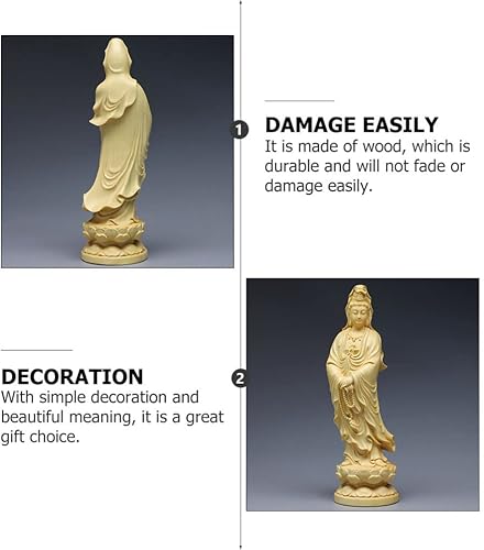 Vista 6 de ABOOFAN 1 adorno de bodhisattva Guanyin estatua de decoración de madera escultura artesanías Guanyin estatua de madera adorno de escritorio