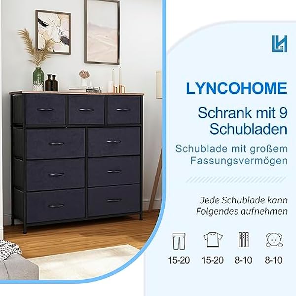 LYNCOHOME Комод с 9 ящиками из ткани комод для спальни тумба мебель для спальни комод с 9 ящиками комод для кухни офиса прихожей