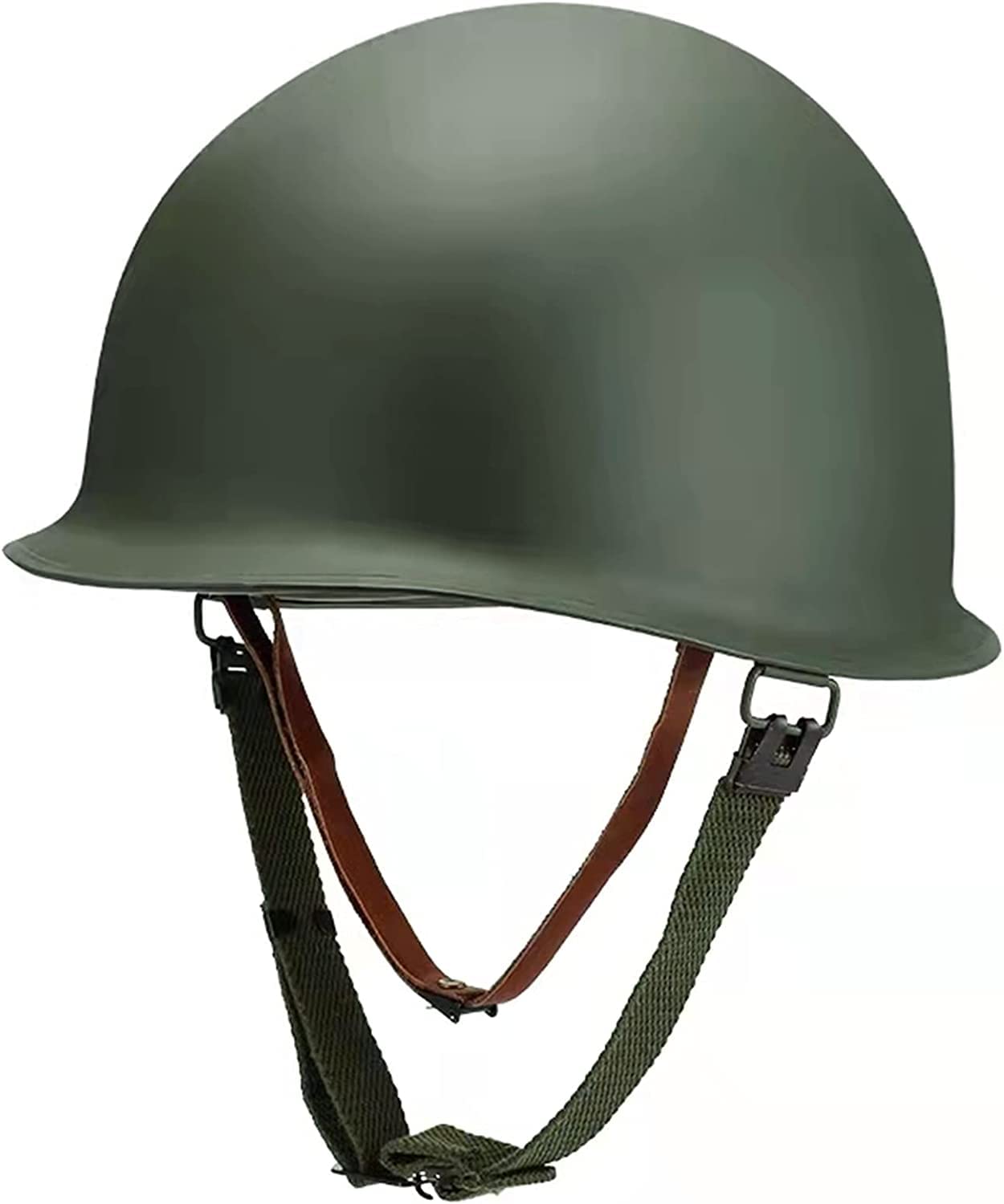Réplique du casque de l'armée américaine M1 de la Seconde Guerre mondiale avec sangle de menton en toile à faire soi-même (vert)