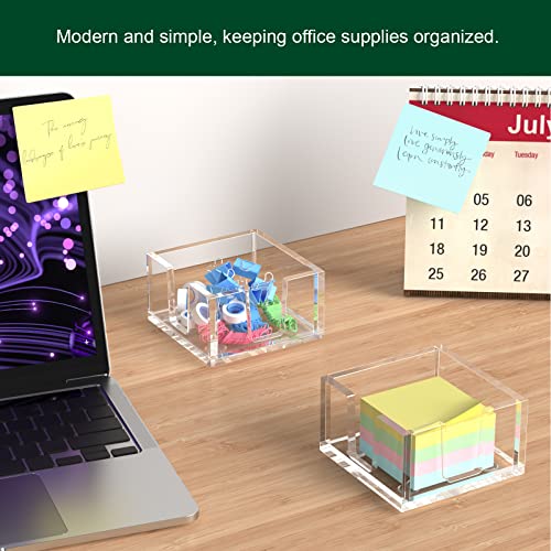 Bosscasa Acrylic Sticky Note Holder, Self-Stick Note Pad Holder W/O Pads - Note Dispenser Memo Pad Holder Desk Organizer For School Office Home (3''X3'' Clear) #TOP4