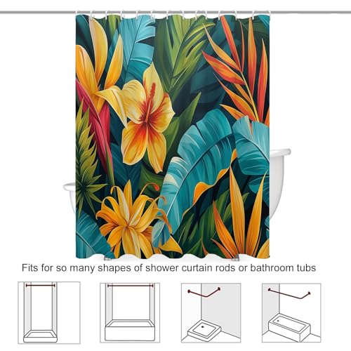 Rideau de douche 180 x 200 cm imperméable en polyester tropical - 8
