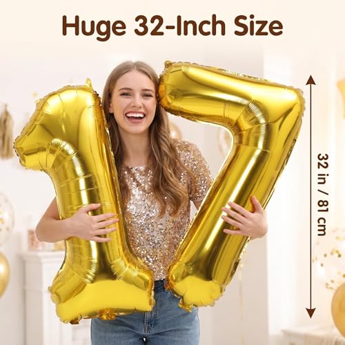 Image of YPSelected 32 Inch Large Foil Helium Number Balloon Birthday Wedding Party 0-9 (Gold, 7)