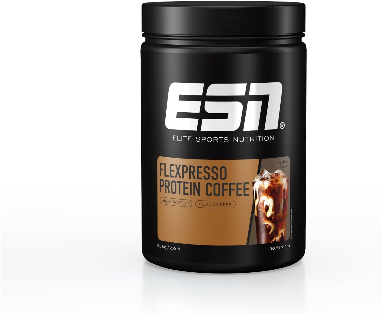 ESN Flexpresso Protein Coffee, 908 g, 2 lbs, 30 Servings – Whey Protein Powder with Real Coffee, Made in Germany, Laboratory Tested