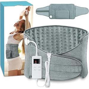 Almohadilla térmica para aliviar el dolor de espalda, almohadilla térmica eléctrica para calambres menstruales, espalda baja, cuello, hombros, alivio del dolor de 6 horas de apagado automático de 12 x